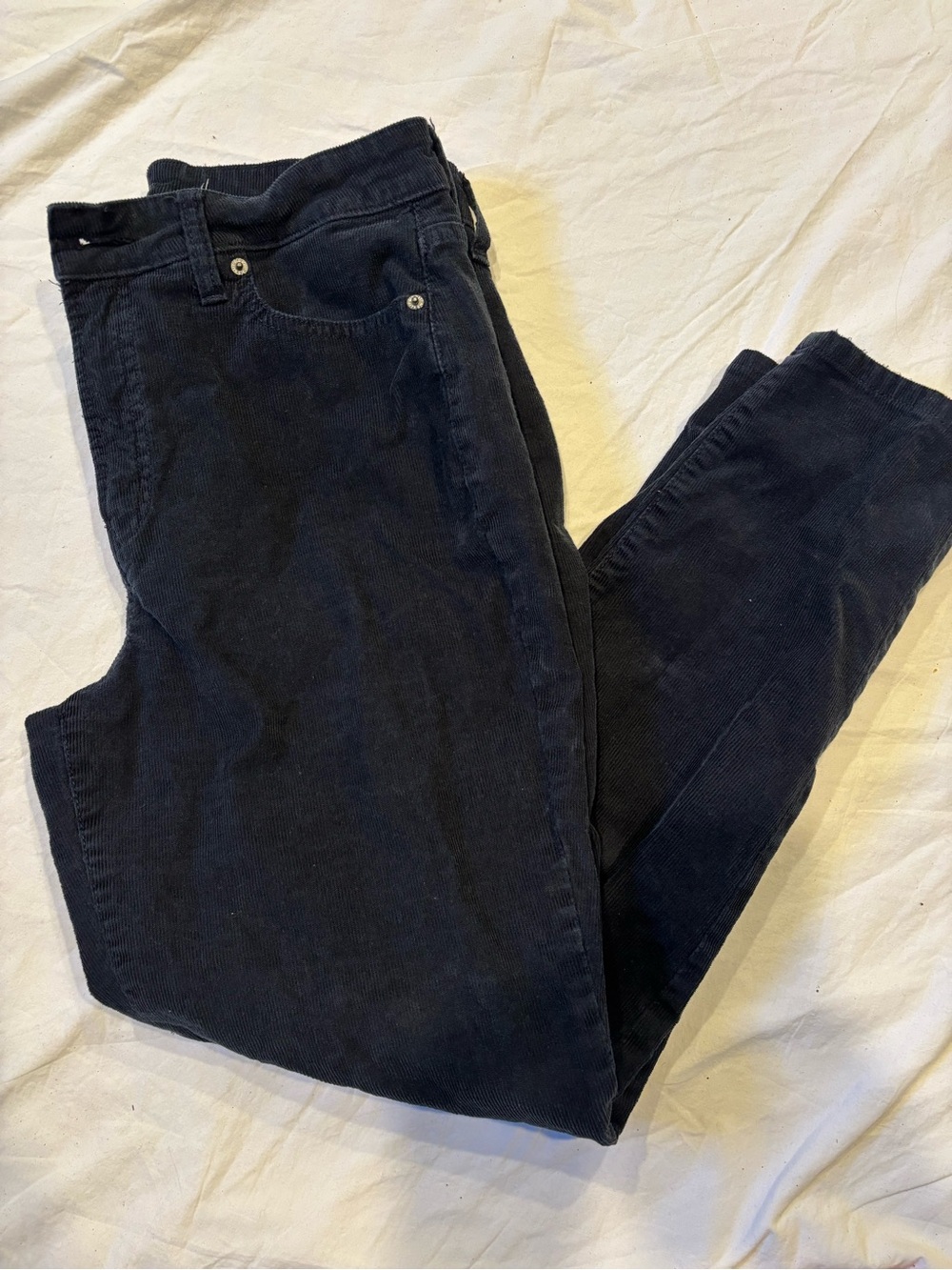 High-Waisted Slim Cut Corduroy Pants
